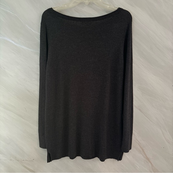 Loft Outlet  L Dark Gray Boatneck  Long Sleeve Longer Length Sweater - Picture 7 of 10